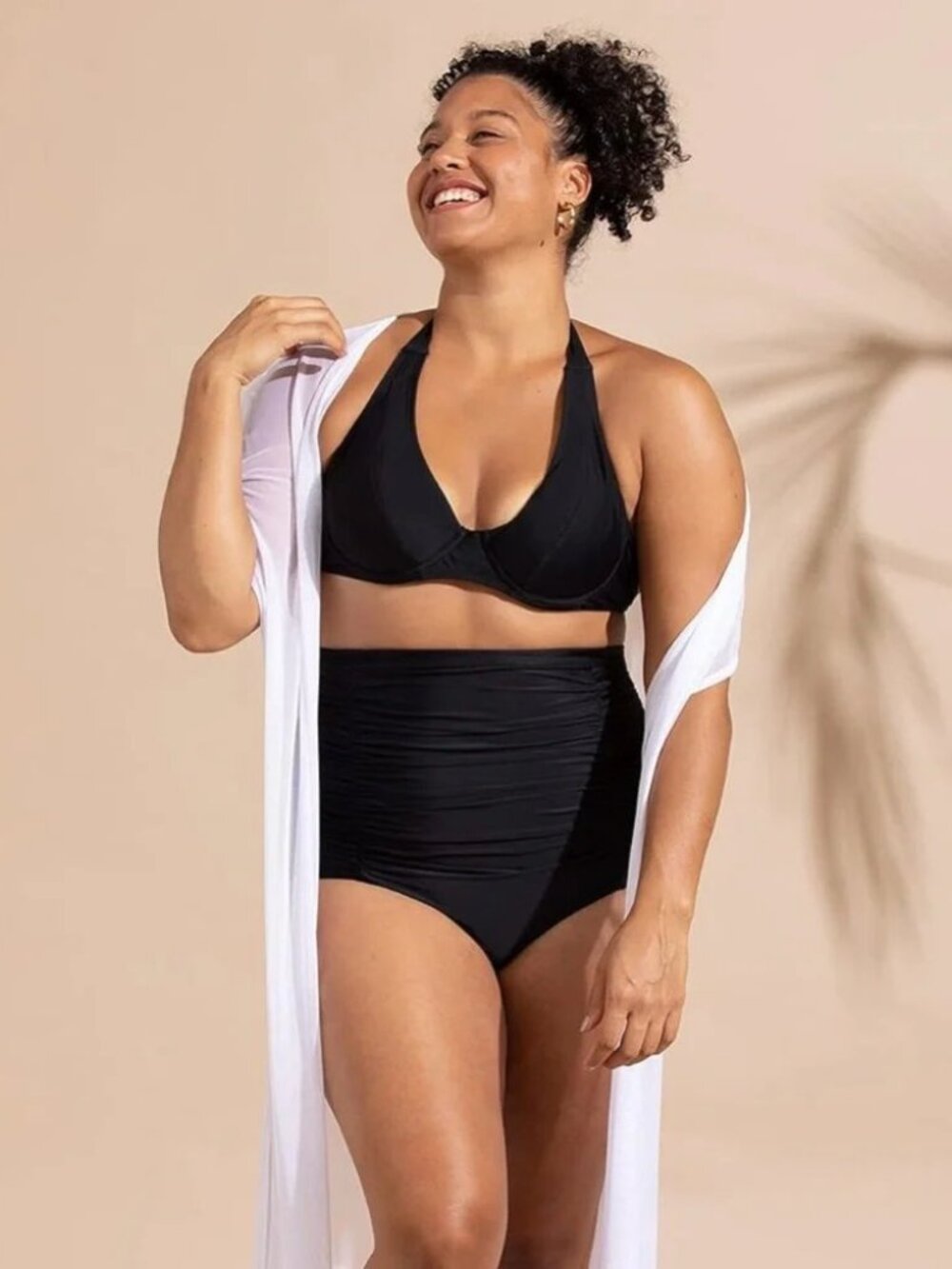 Shapermint Empetua High-Waisted Ruched Bikini Bottom